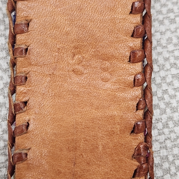 Unbranded Size 38 Belt Southwestern Boho Textile Leather Woven Hippie main image 4